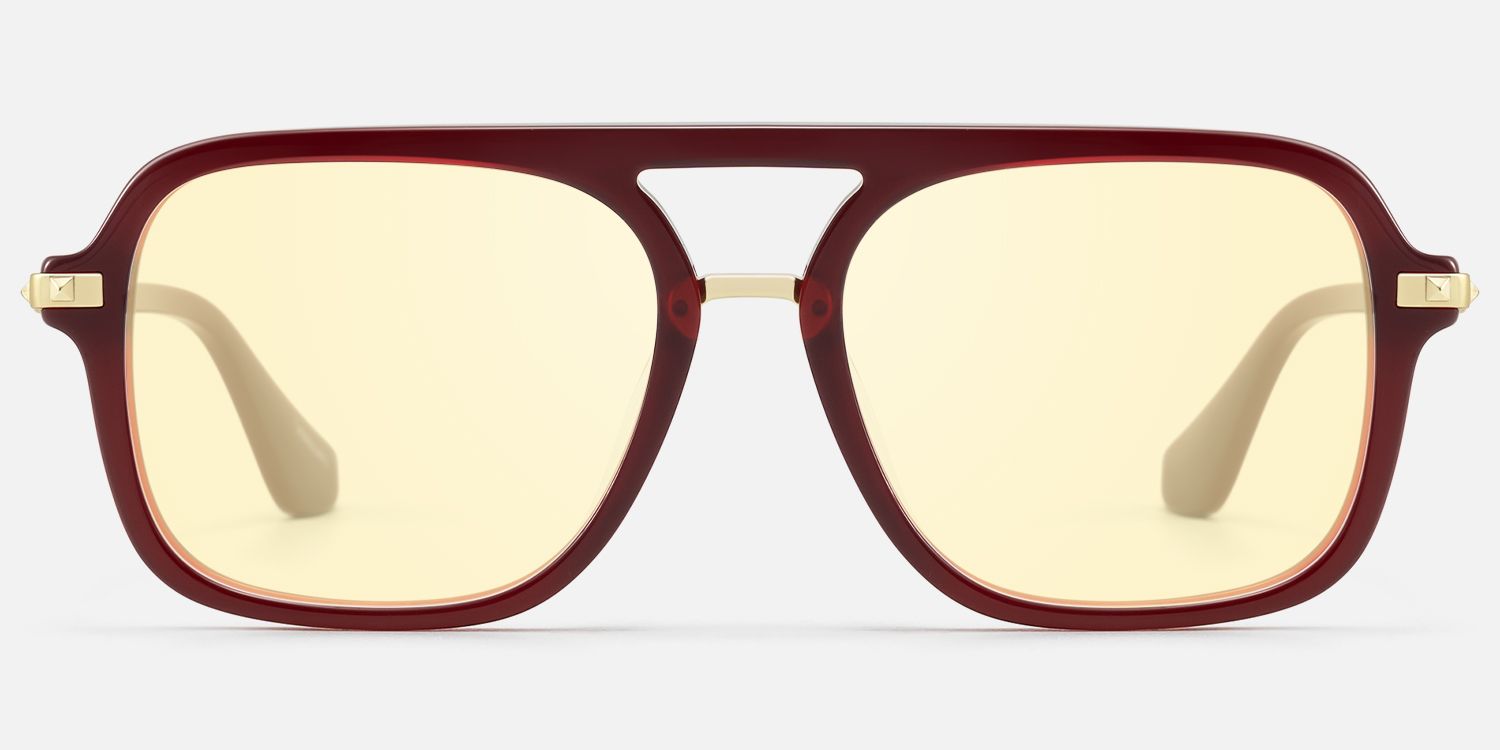 Marfa - Yellow Tint Red Aviator Sunglasses | Vooglam Angle View