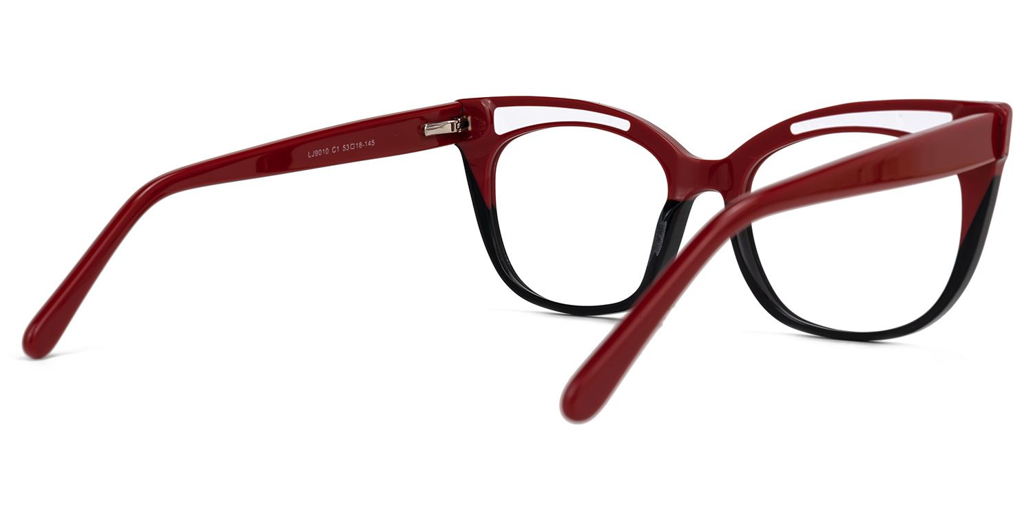 Edythe - Cat Eye Red/Black Eyeglasses | Vooglam Side View
