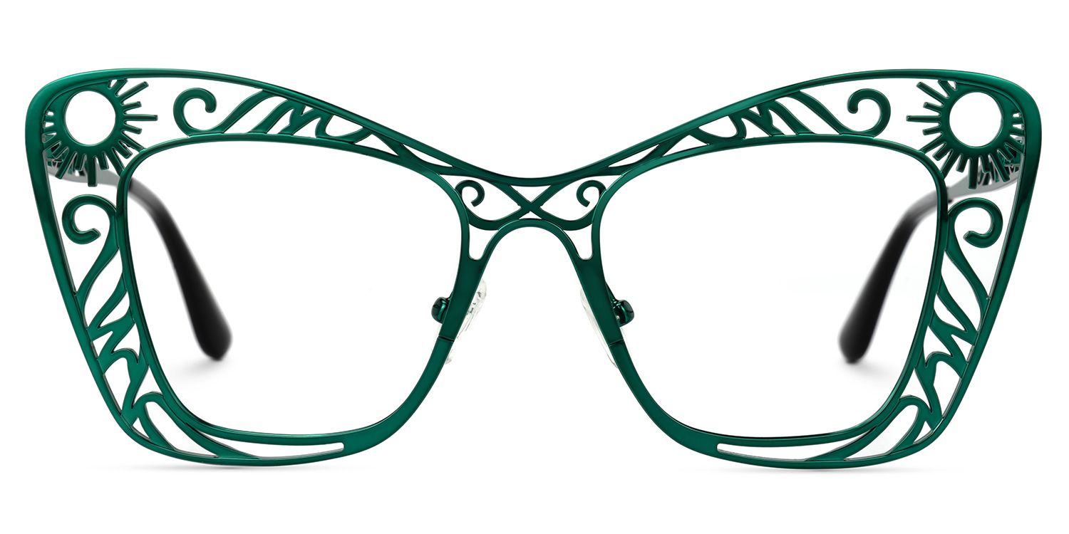 Adita - Cat Eye Green Eyeglasses | Vooglam Angle View