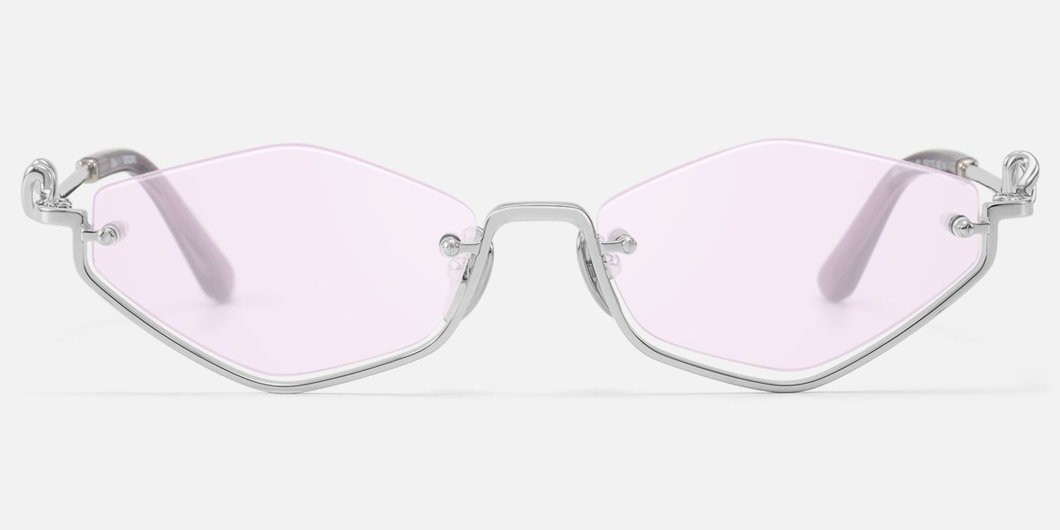 Niseko - Silver Octagon Light Tint Half Rim Shades | Vooglam Angle View