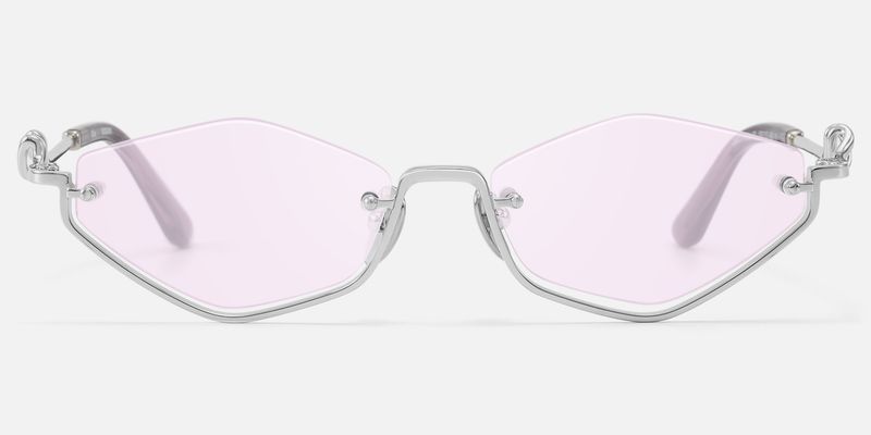 Niseko - Silver Octagon Light Tint Half Rim Shades | Vooglam