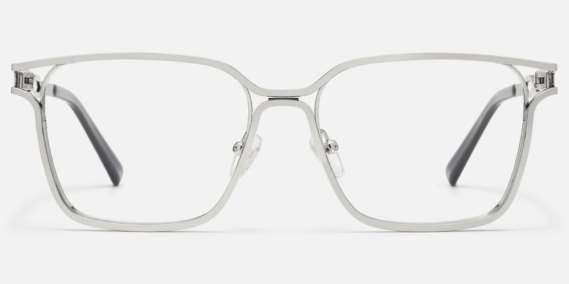 Frenzy - Rectangle Silver Eyeglasses | Vooglam