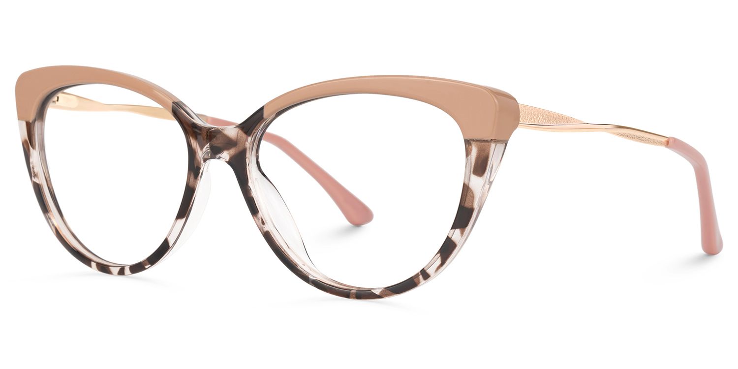 Trudie - Cat eye Brown Eyeglasses | Vooglam Front View