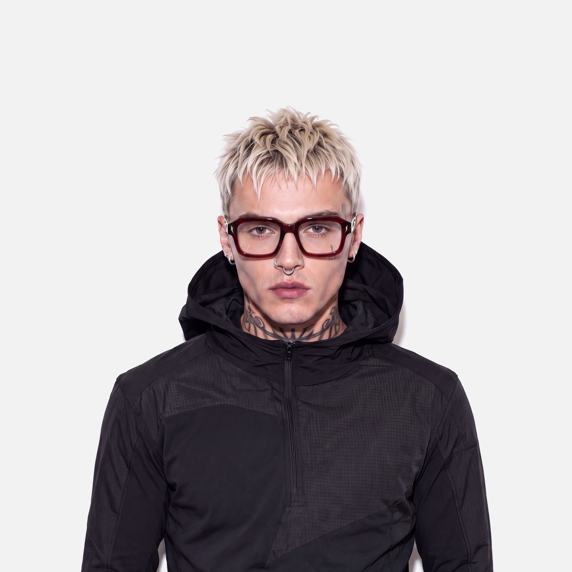 Blindspot - Transparent Red Safety Pin Glasses by Vooglam - Lifestyle Look