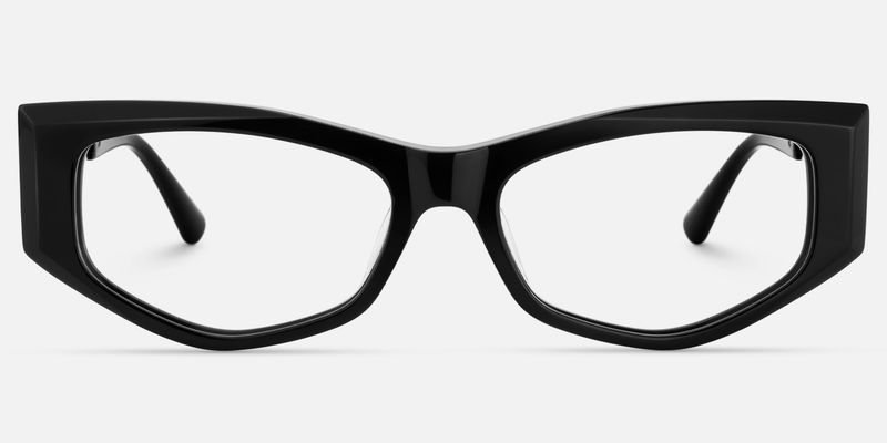 Tahiya - Geometric Black Eyeglasses by Vooglam
