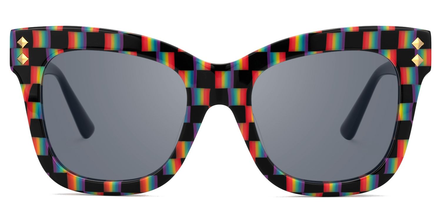 Faustyna - Square Multicolor Sunglasses | Vooglam Angle View