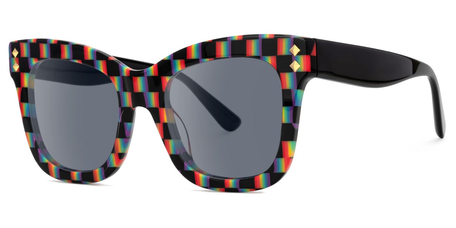 Faustyna - Square Multicolor Sunglasses | Vooglam Front View