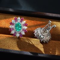 Elegant Sunflower Emerald Green Pierced Earrings | Vooglam On Model 2