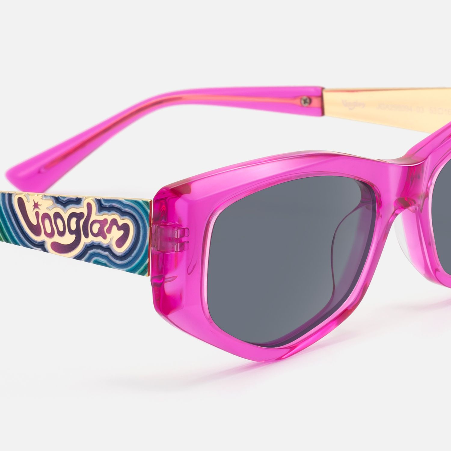 Tahiya - Geometric Pink Sunglasses by Vooglam - Design Details