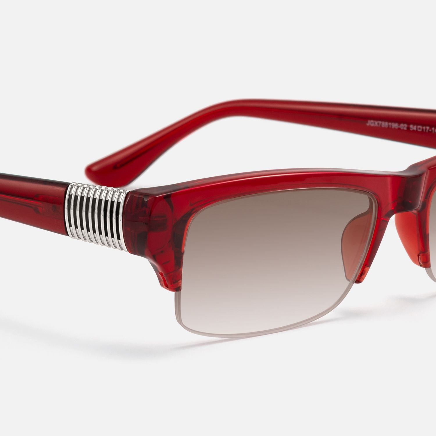 Kairo - Red Acetate Semi Rimless Sunglasses | Vooglam Design Details