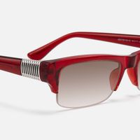 Kairo - Red Acetate Semi Rimless Sunglasses | Vooglam Design Details