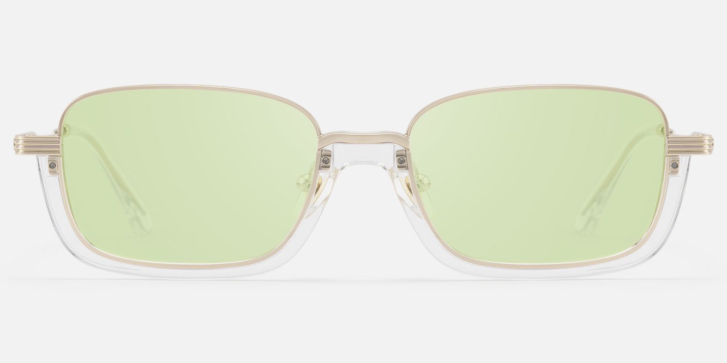 Basel - Light Extra Wide Gold Wire Rim Sunglasses | Vooglam Angle View
