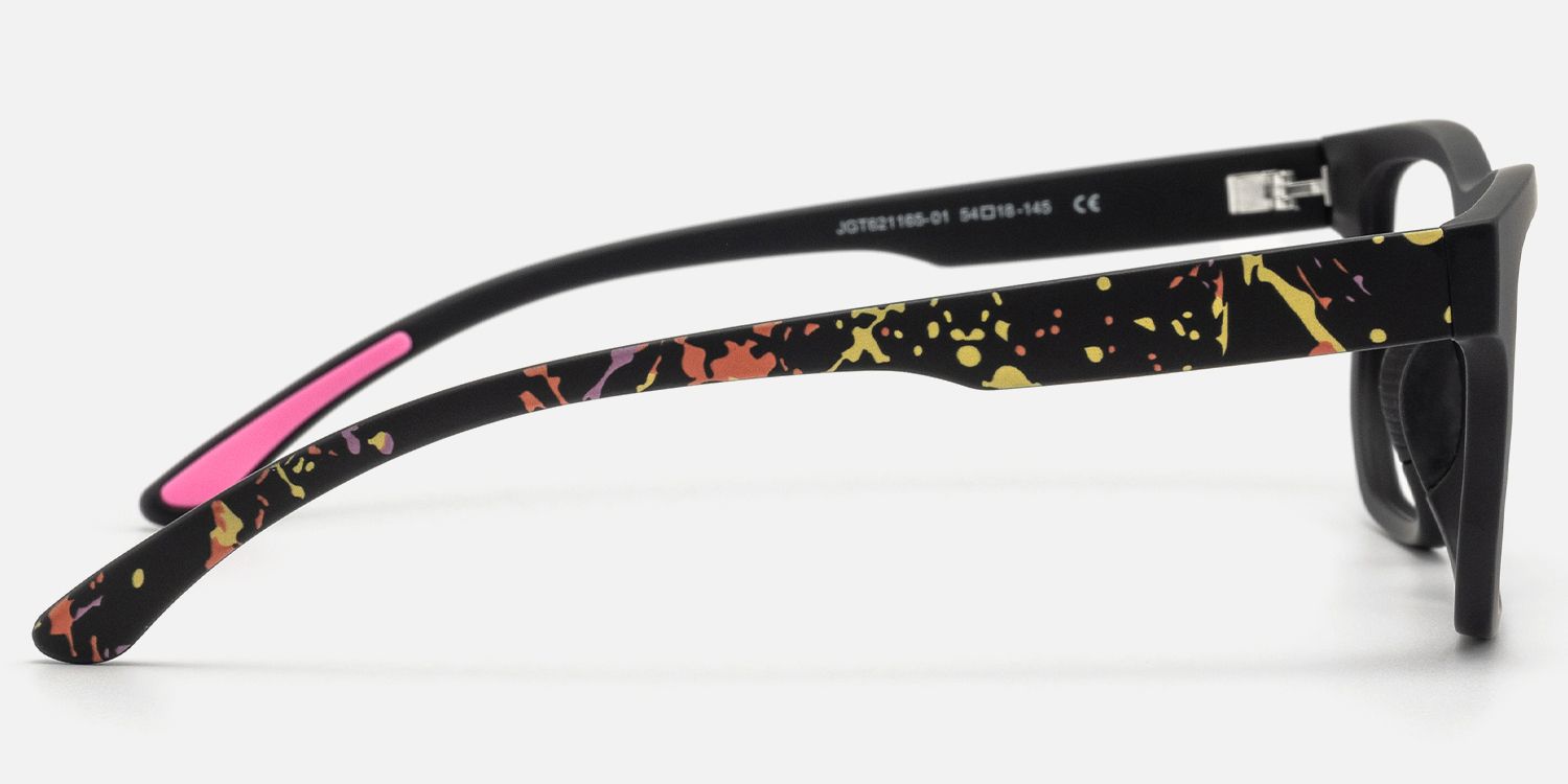 Nocturnal - Geometric Black Eyeglasses | Vooglam Side View