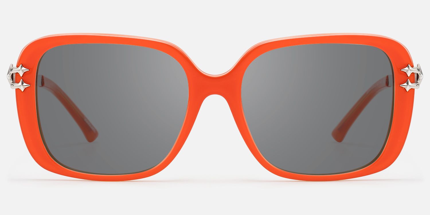 Nova - Bright Orange Gray Tint Y2K Star Shades by Vooglam - Angle View