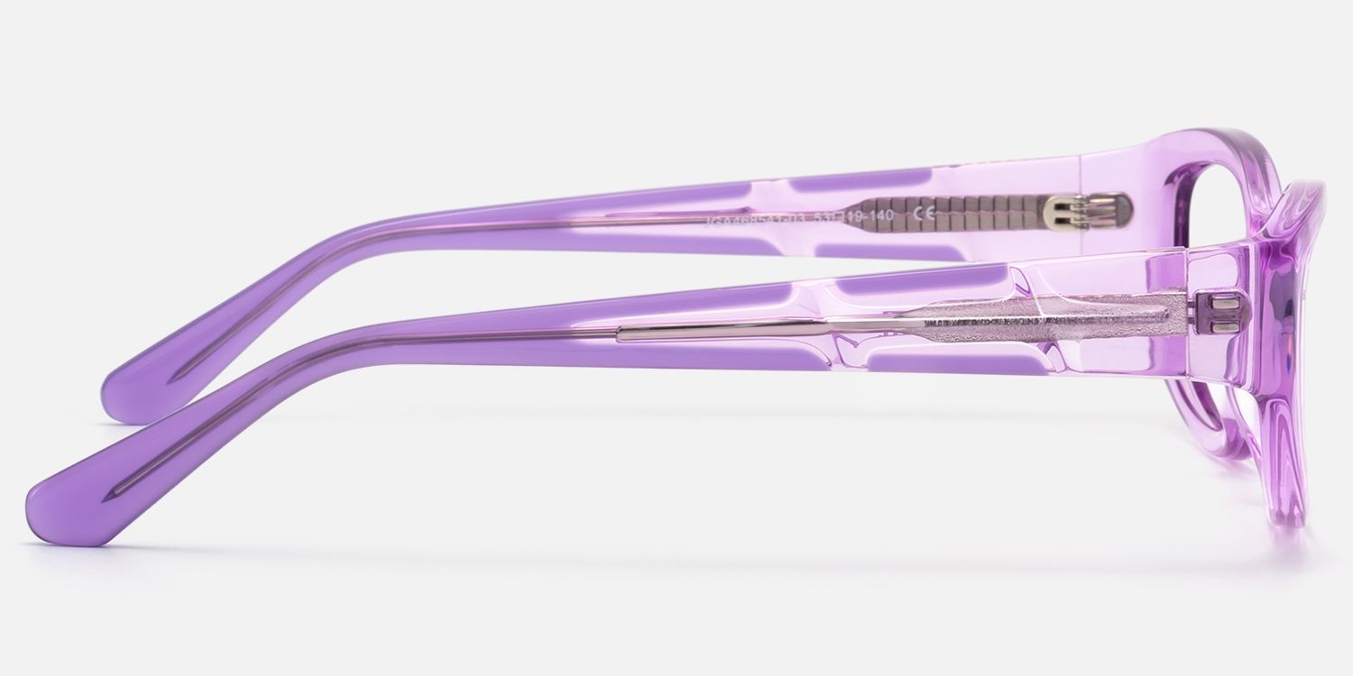 Bubble - Clear Lavender Oval Rectangle Glasses by Vooglam - Side View