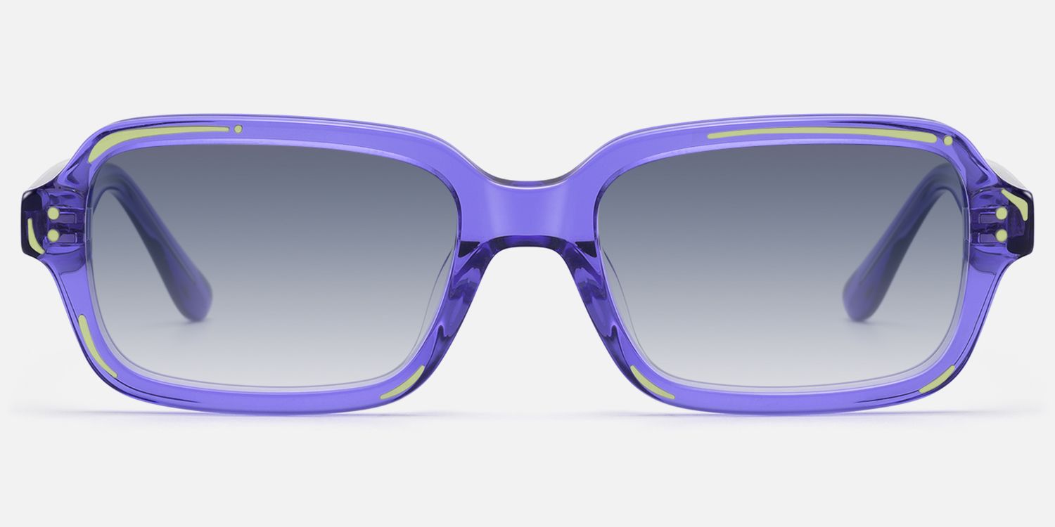 Pixel - Purple Comic Gradient Gray Tint Sunnies by Vooglam - Angle View