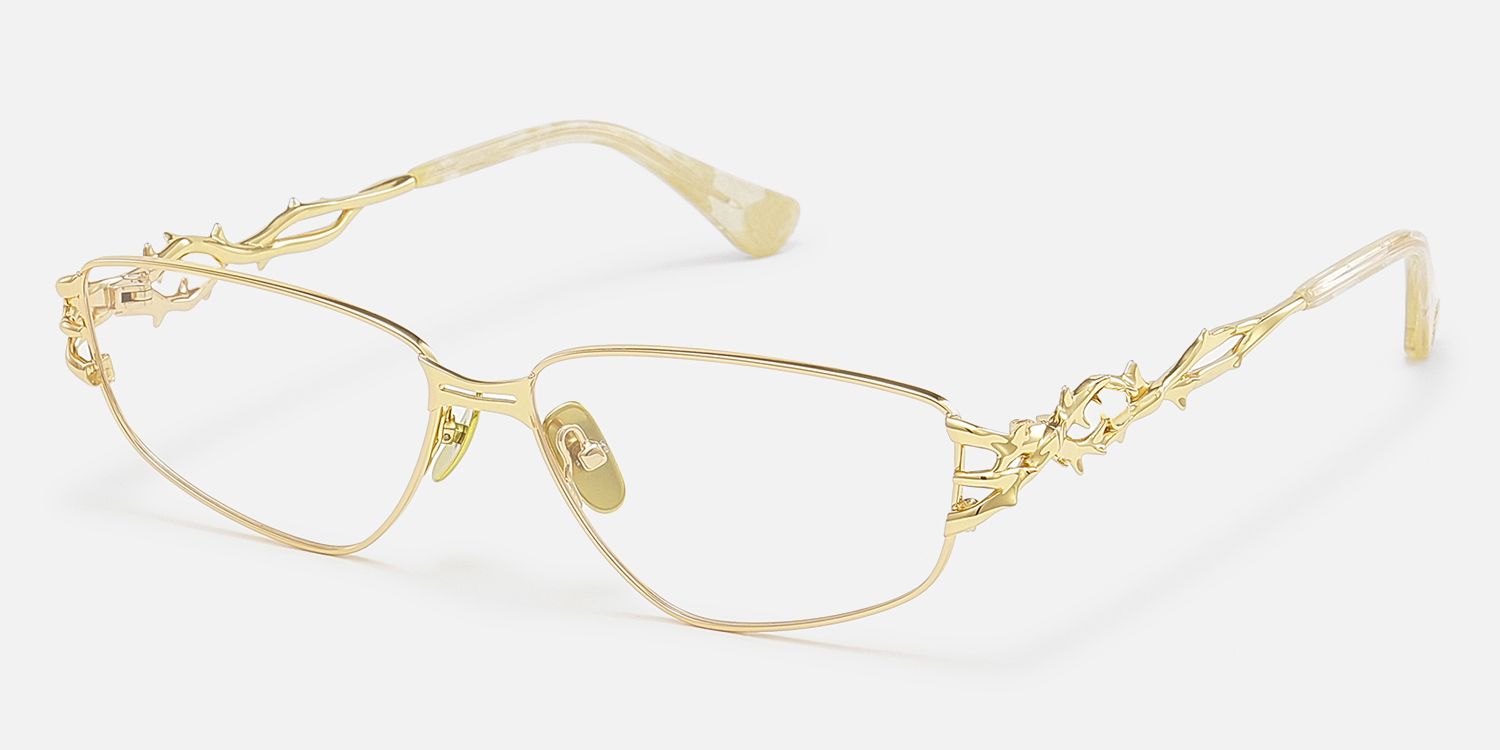 Spine - Gold Geometric Gothic Eyewear | Vooglam Front View