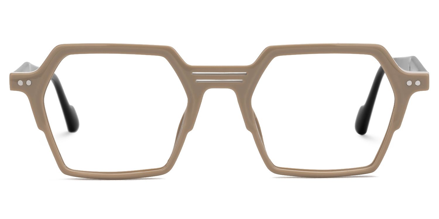 Hachiro - Geometric Brown Eyeglasses | Vooglam Angle View