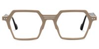 Hachiro - Geometric Brown Eyeglasses | Vooglam Angle View