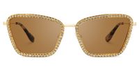 Feodora - Rectangle Gold Sunglasses | Vooglam Angle View