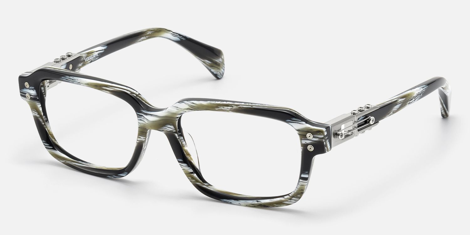 Anacortes - Gray Horn Rim Guitar Temple Glasses | Vooglam Front View