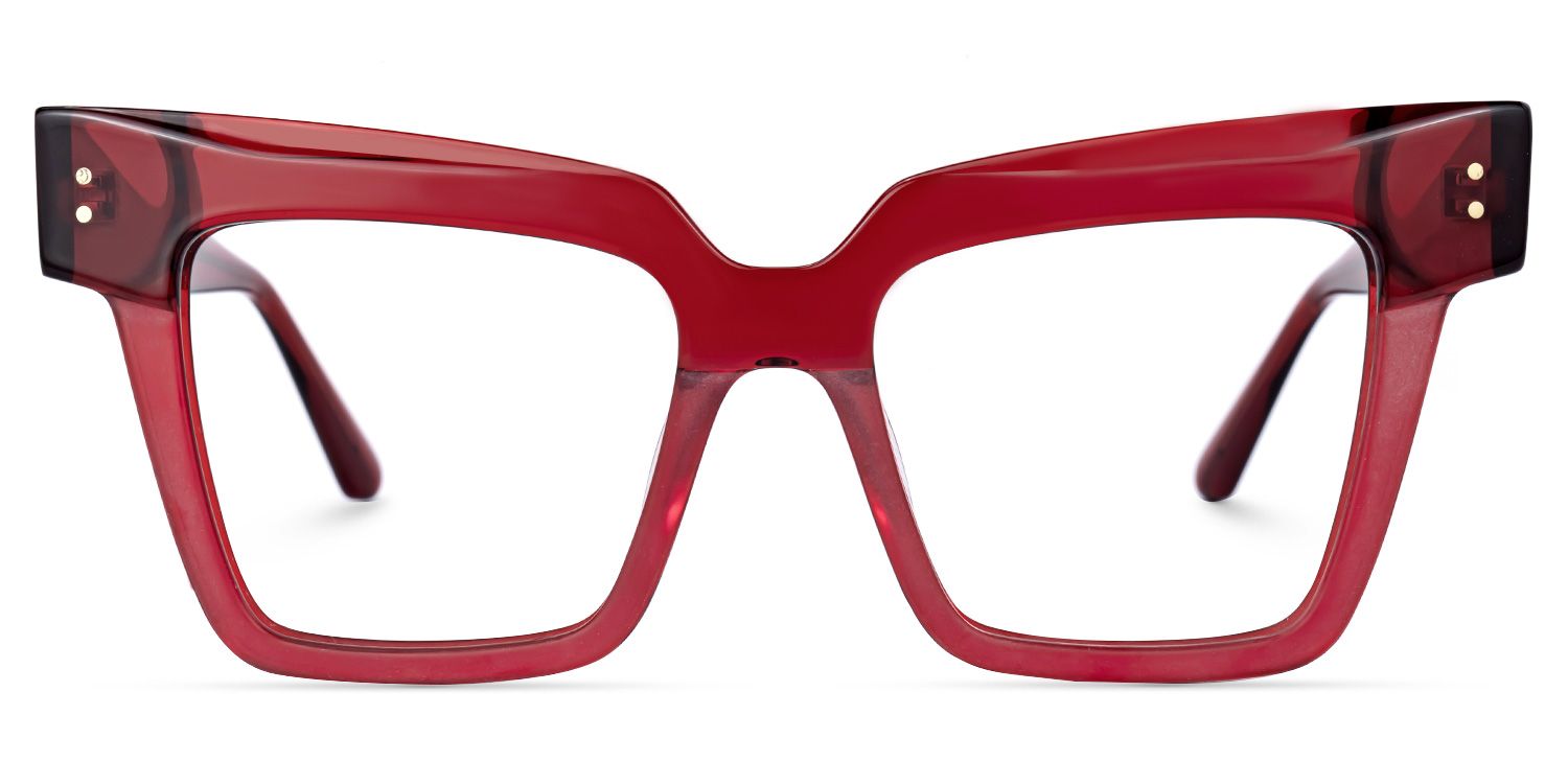 Ibernia - Rectangle Red Eyeglasses | Vooglam Angle View