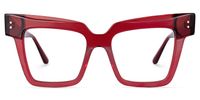 Ibernia - Rectangle Red Eyeglasses | Vooglam Angle View