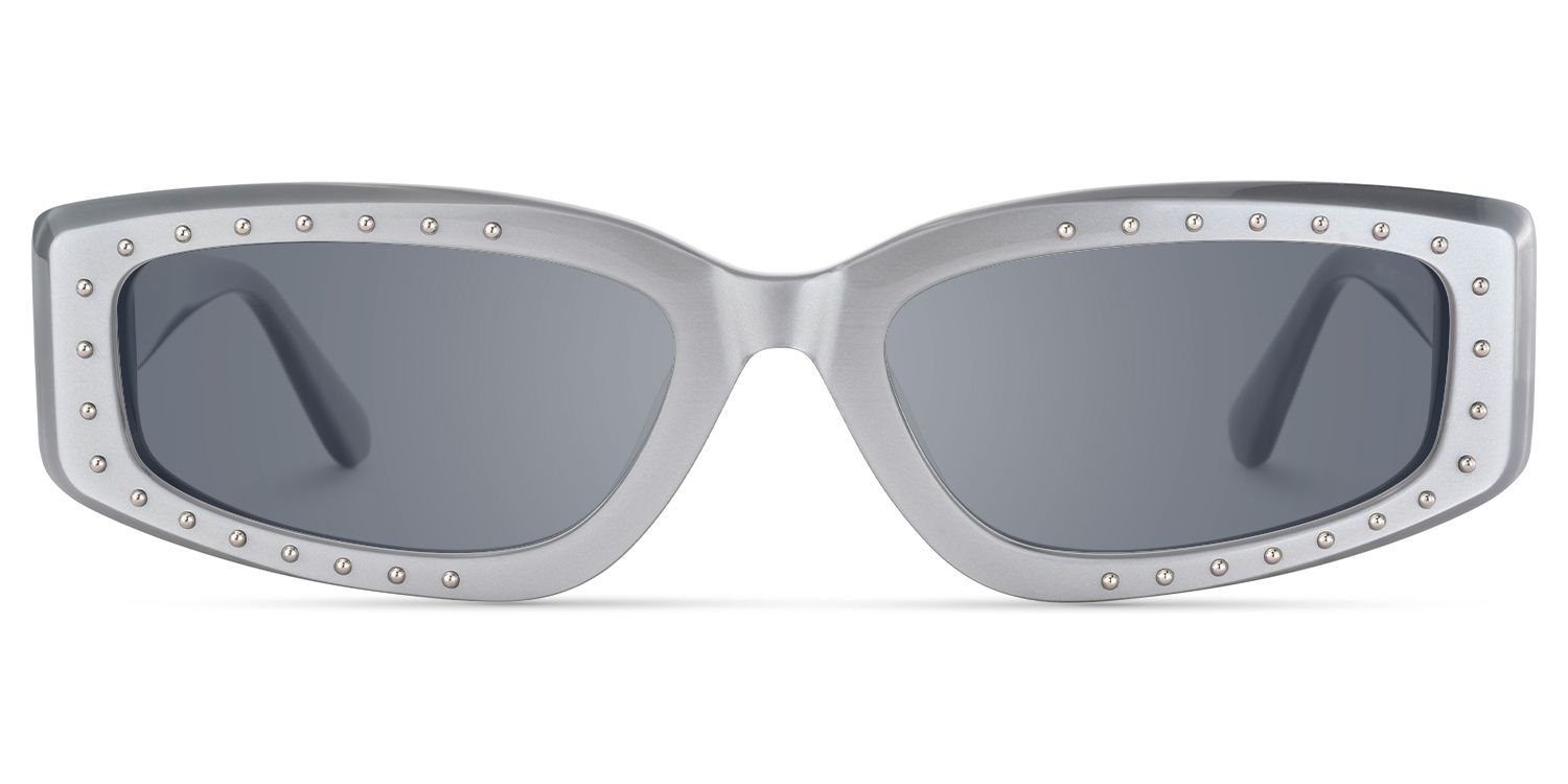 Quentin - Rectangle Silver Sunglasses | Vooglam Angle View