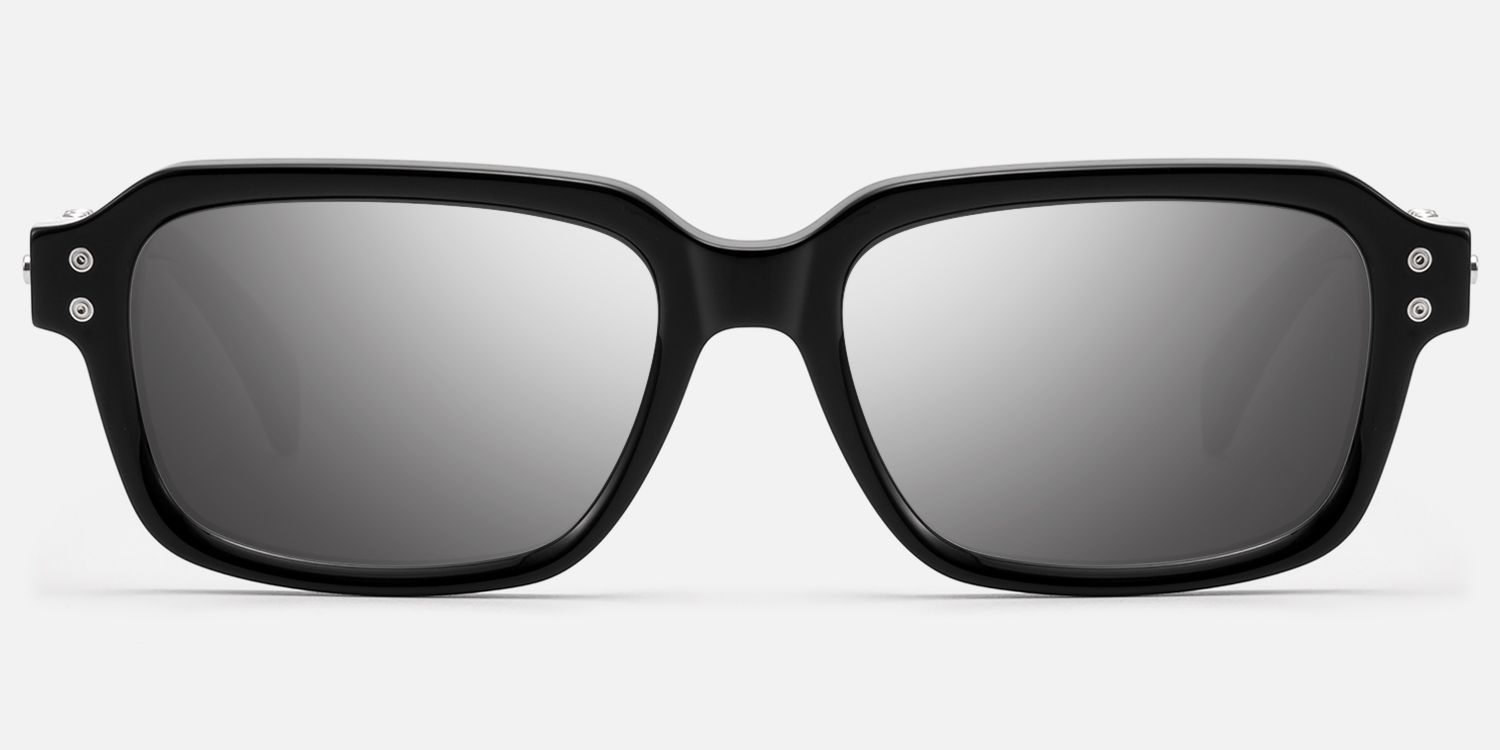 Anacortes - Mirrored Black Guitar Temple Shades | Vooglam Angle View