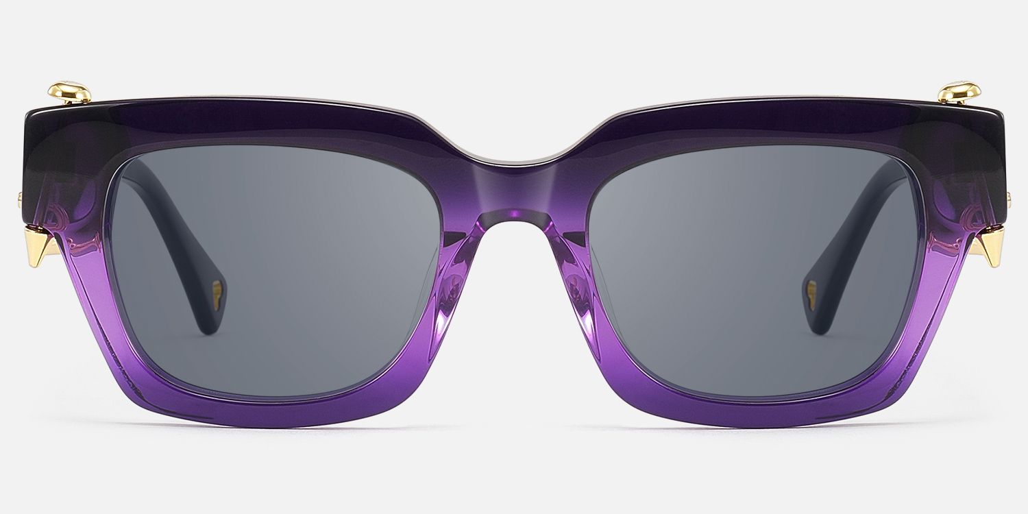 Sabrina - Gold Piercing Clear Purple Sunglasses | Vooglam Angle View