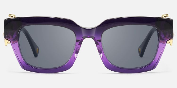 Sabrina - Gold Piercing Clear Purple Sunglasses | Vooglam