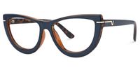 Rhea - Dark Blue Frame Glasses Tortoise Details | Vooglam Front View