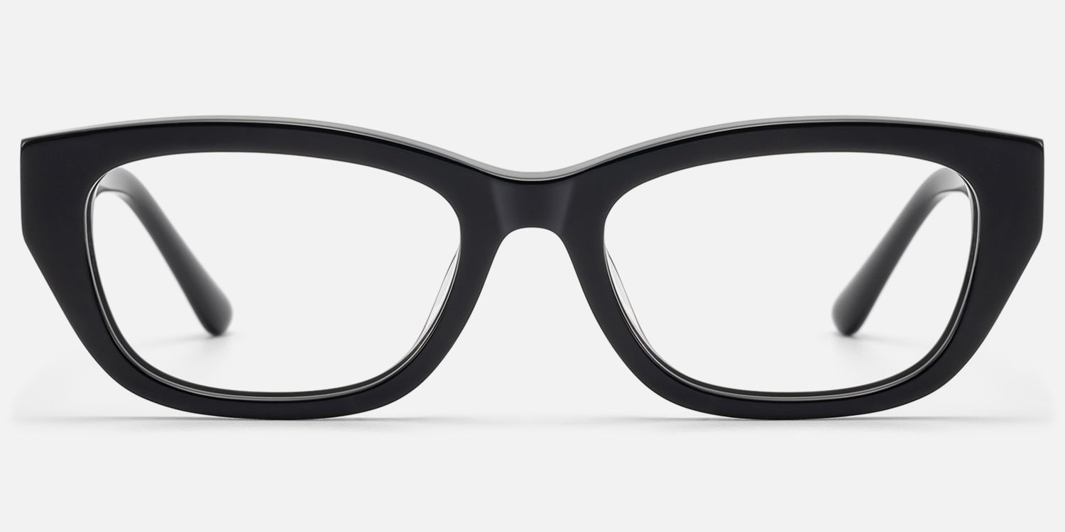 Riven - Solid Black Angular Cat Eye Frame | Vooglam Angle View