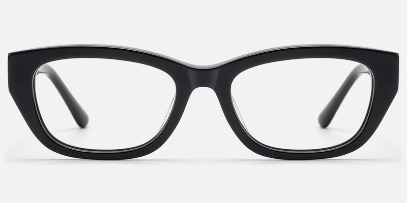 Riven - Solid Black Angular Cat Eye Frame | Vooglam