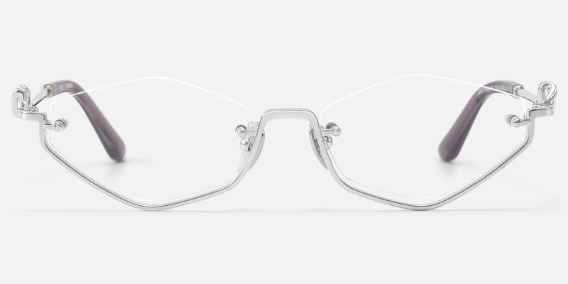 Niseko - Silver Diamond Shape Bottom Rim Glasses | Vooglam