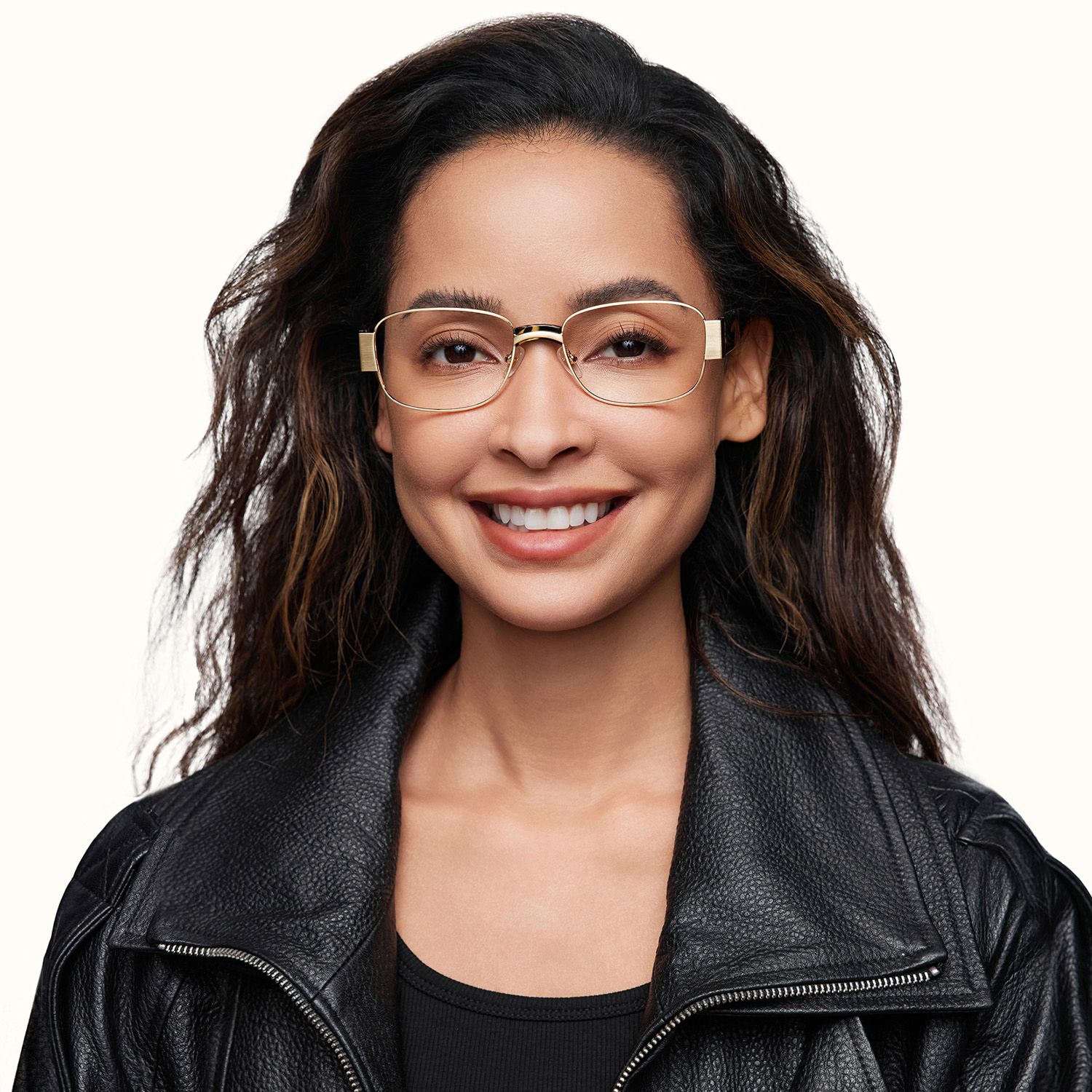 Nyame - Rectangle Black Eyeglasses | Vooglam On Model 1
