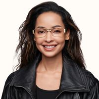 Nyame - Rectangle Black Eyeglasses | Vooglam On Model 1