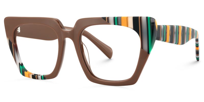 Sanna - Square Brown Eyeglasses | Vooglam