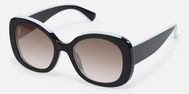 Athina - Oversized Black Round Frame Sunglasses | Vooglam