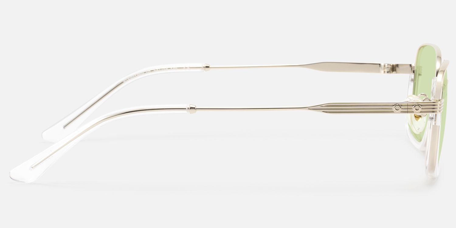 Basel - Light Extra Wide Gold Wire Rim Sunglasses | Vooglam Side View