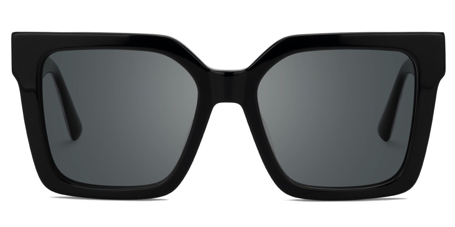 Fathia - Square Black Sunglasses | Vooglam Angle View