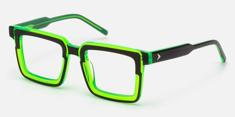 Ofira-Black Outline Neon Green Cyber Rave Glasses by Vooglam