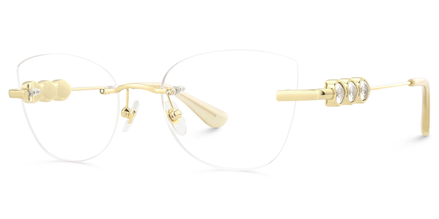 Muse - Cat Eye Gold Eyeglasses | Vooglam Front View