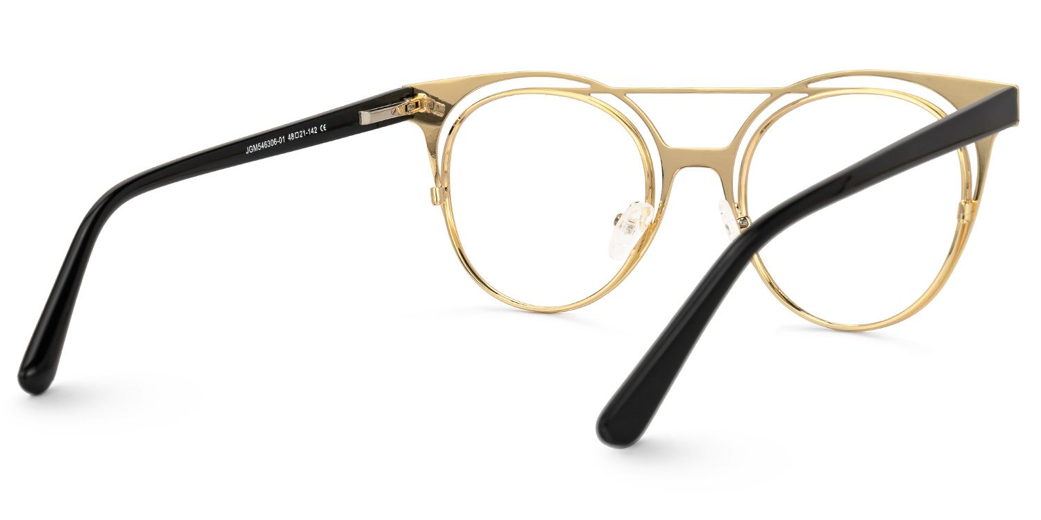 Afrodille - Round Gold Eyeglasses | Vooglam Side View