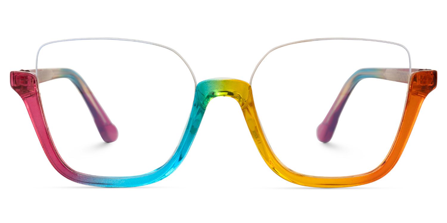 Fariha - Square Multicolor Eyeglasses by Vooglam - Angle View