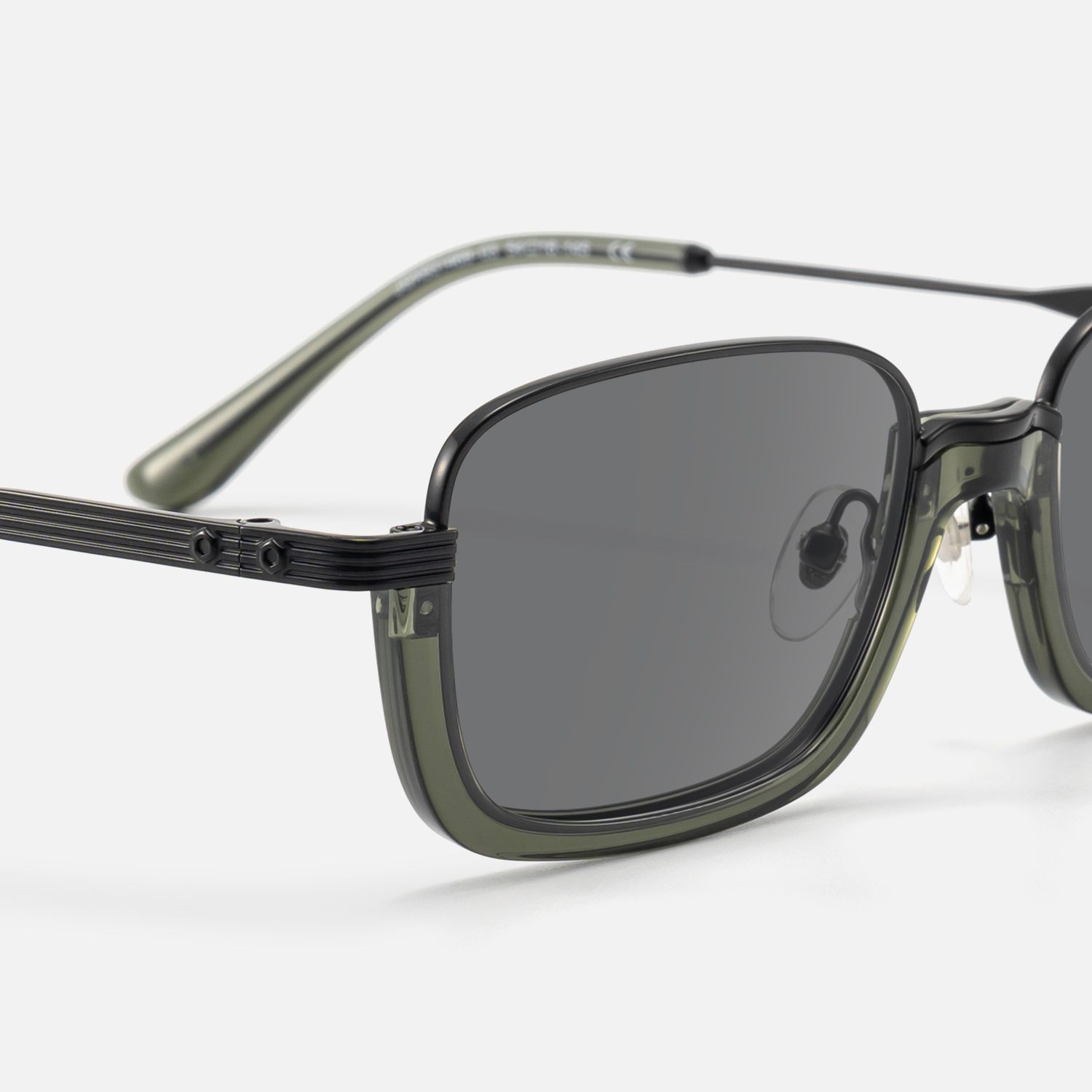 Basel - Extra Wide Dark Green Half Rim Sunglasses | Vooglam Design Details