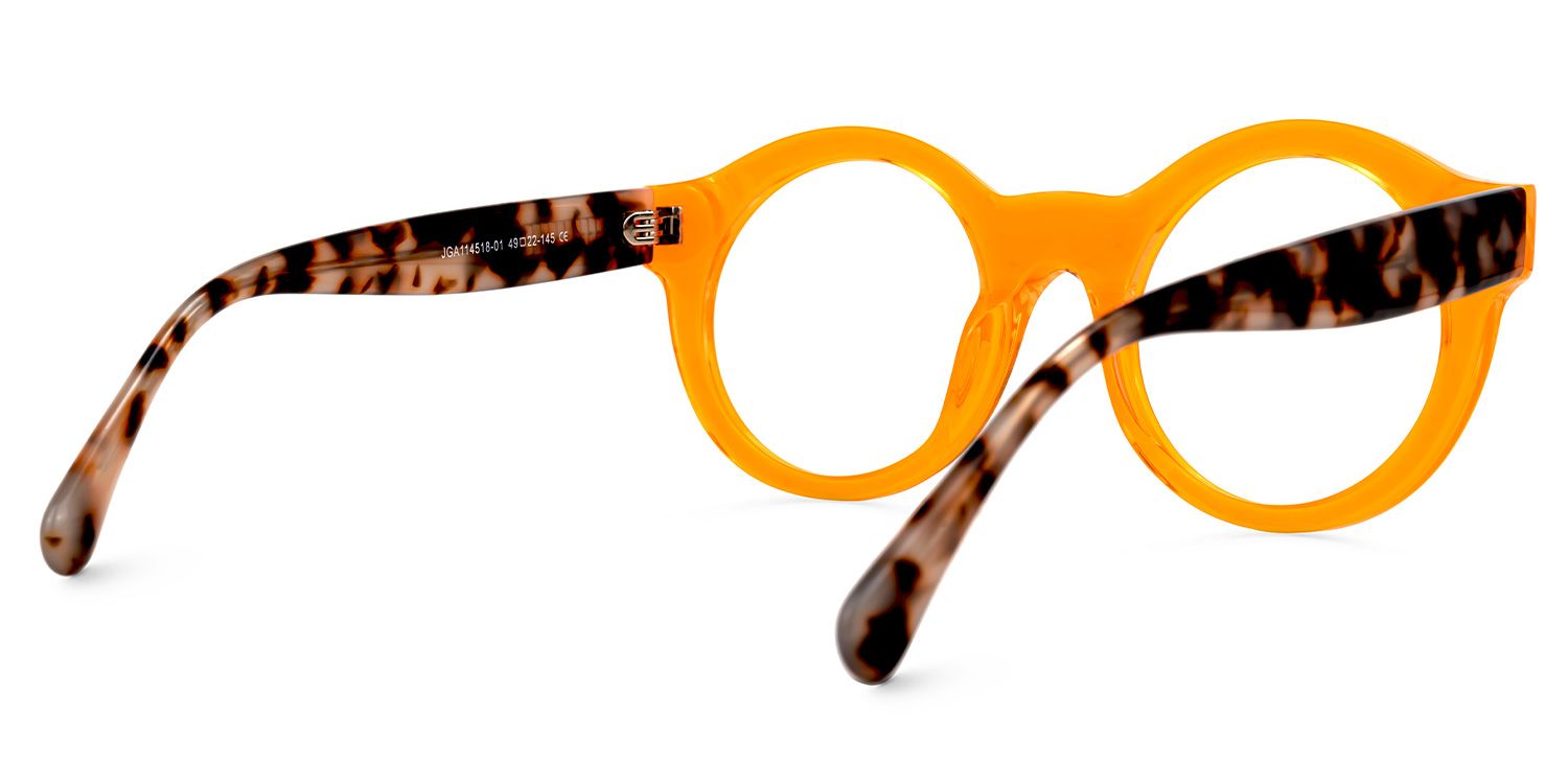 Elefteria - Round Orange Eyeglasses | Vooglam Side View