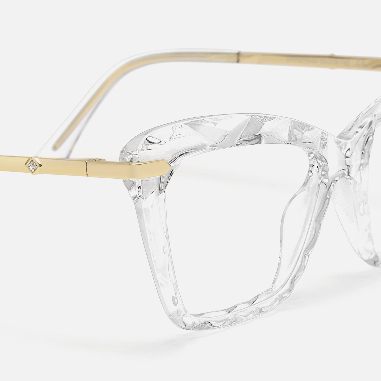 Annie - Clear Rectangle Crystal Frame Eyeglasses | Vooglam Design Details
