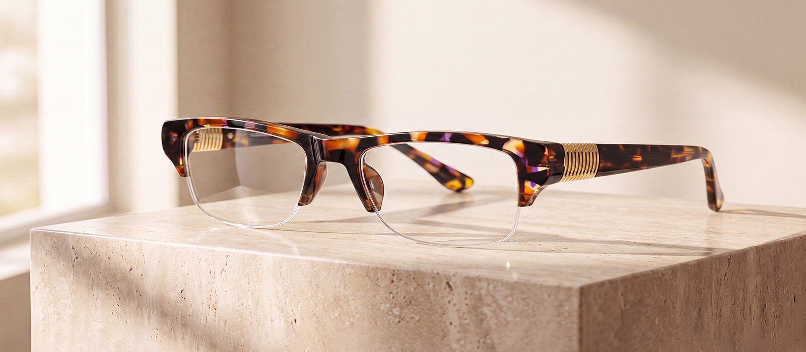 semi-rimmed tortoise glasses