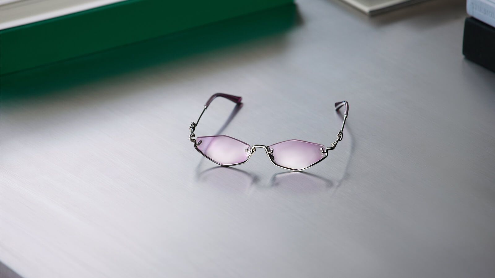 Silver Octagon Light Tint Half Rim Shades